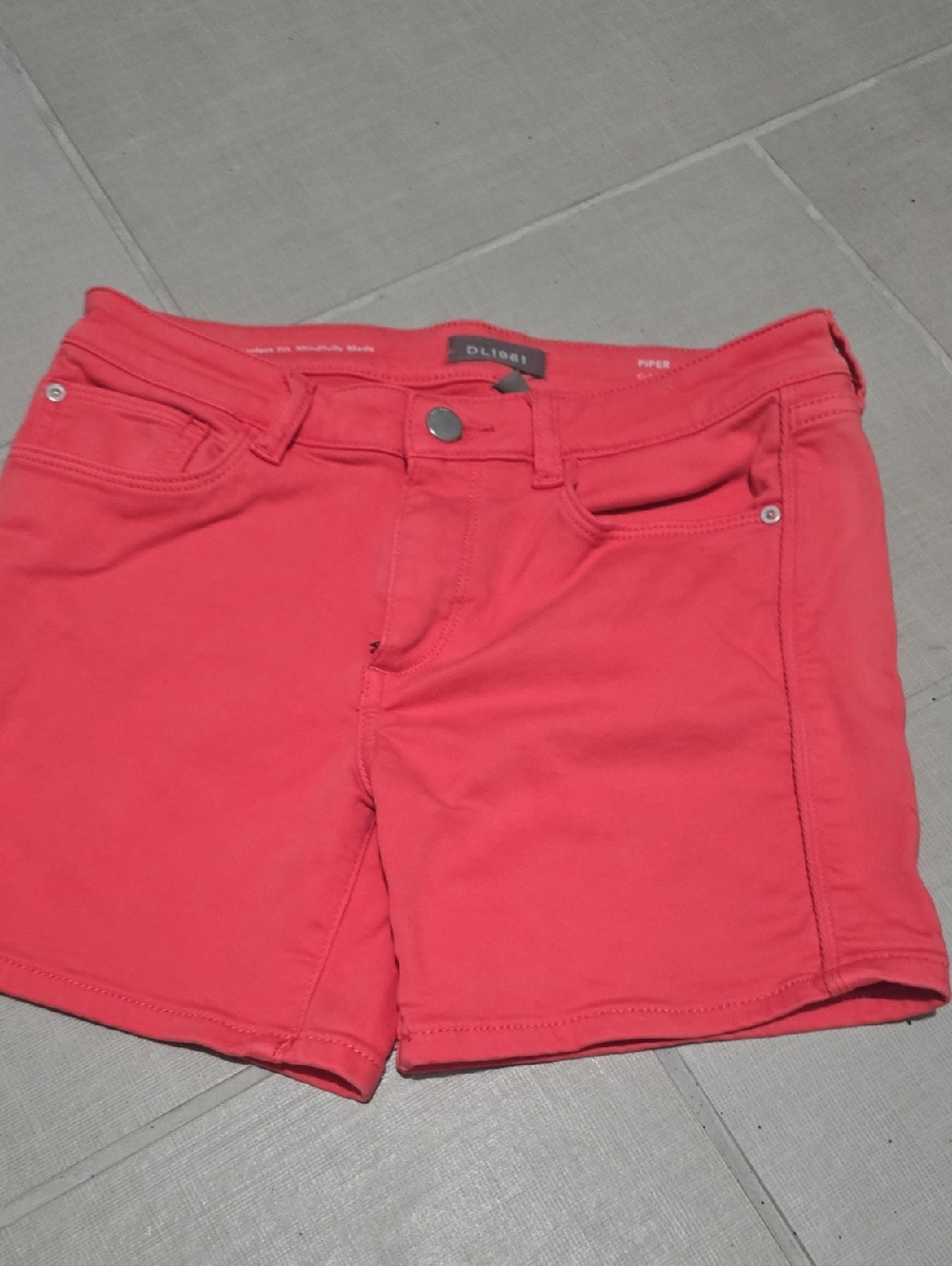 DL1961 Coral Pink Piper Girls Stretch Jean Shorts